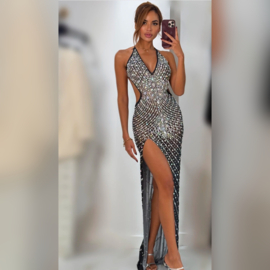 EXCLUSIVE MESH BEADS MAXI DRESS