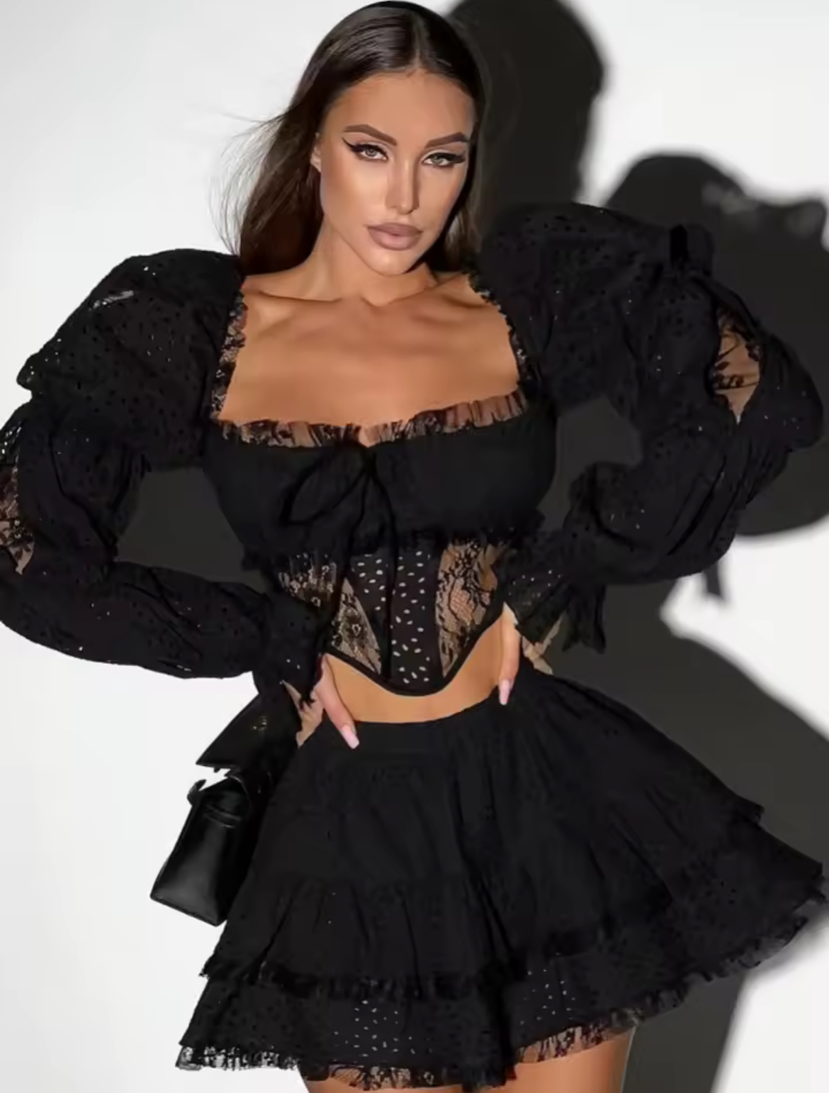 BLACK BRODERIE SET