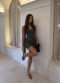 BLACK SHORT STUDDED DRESS