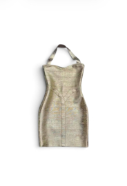 GOLD BANDAGE DRESS