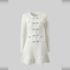WHITE TWEET DRESS