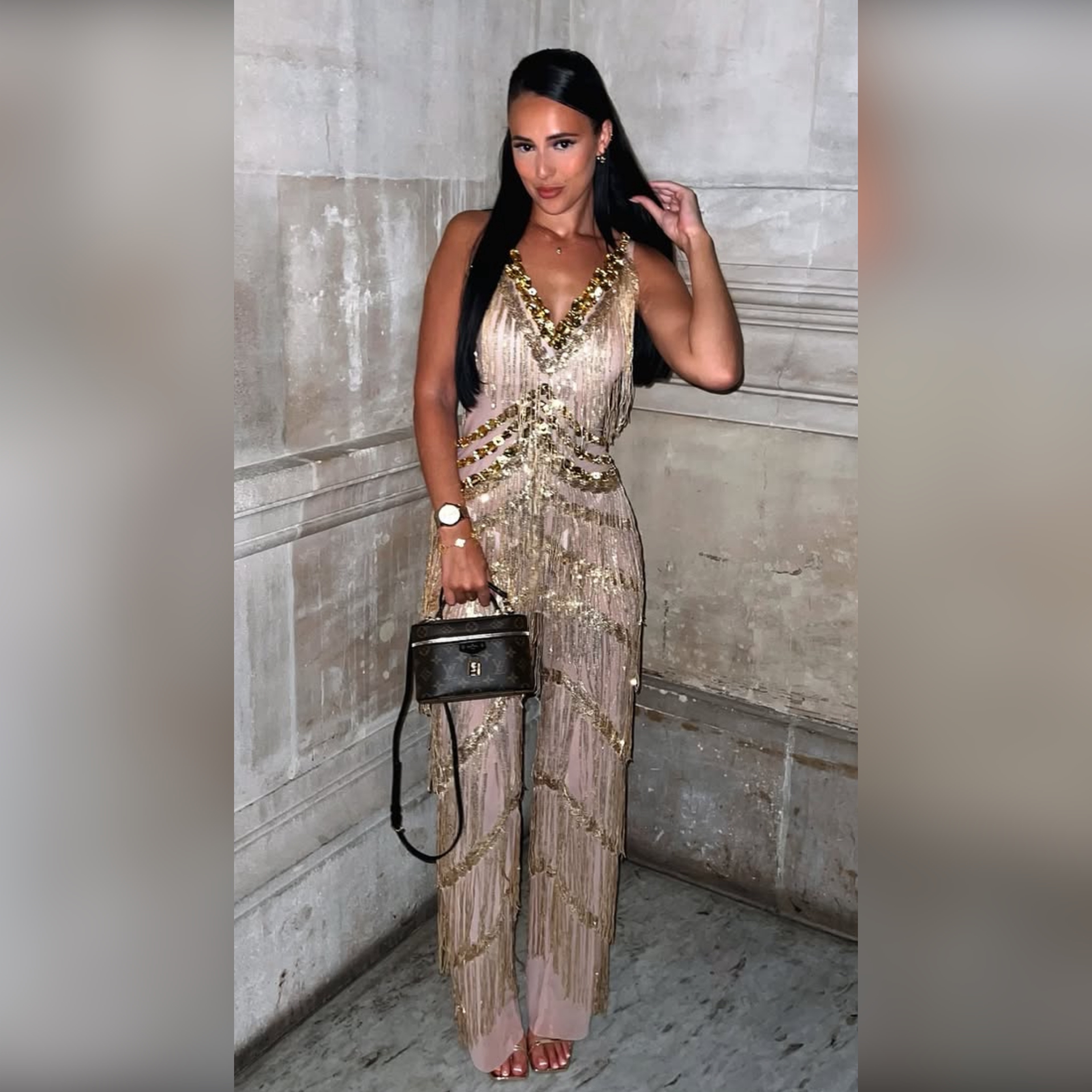 GOLDEN FRINGE JUMPSUIT