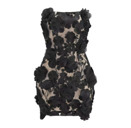 FLOWER BLACK SHORT DRESS