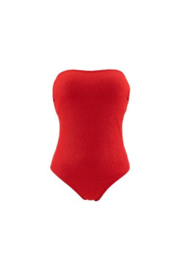 RED STRAPLESS ONE PIECE