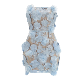 FLOWER BLUE SHORT DRESS