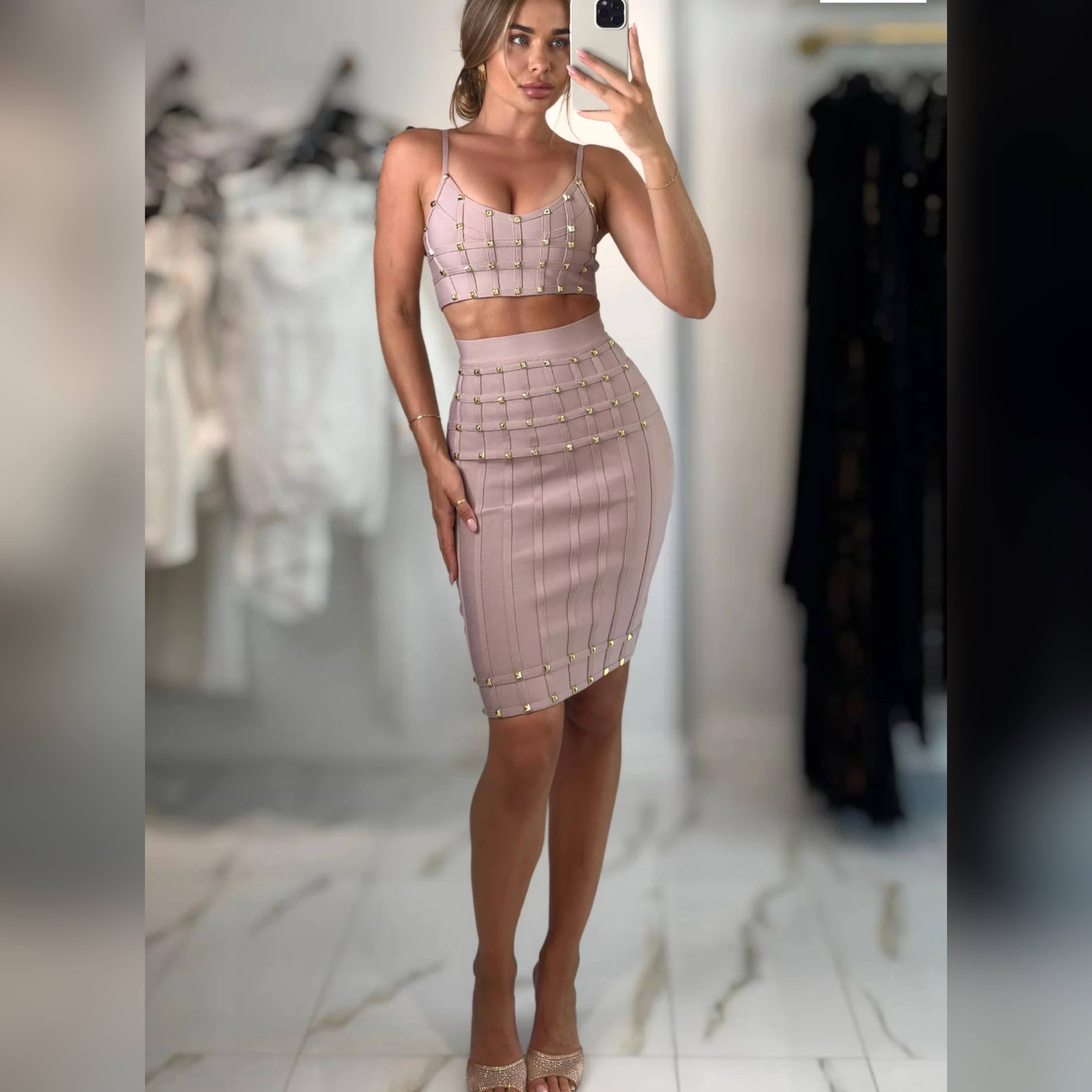 PINK NUDE STUDS TWO PIECE