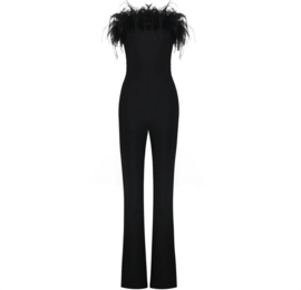 FEATHER JUMPSUIT BLACK/MINT