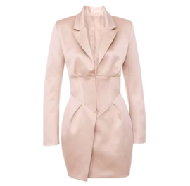 SATIN NUDE BLAZER DRESS