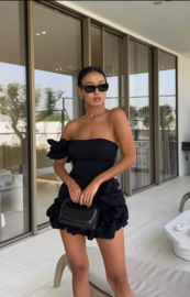 BLACK RUFFLE DRESS