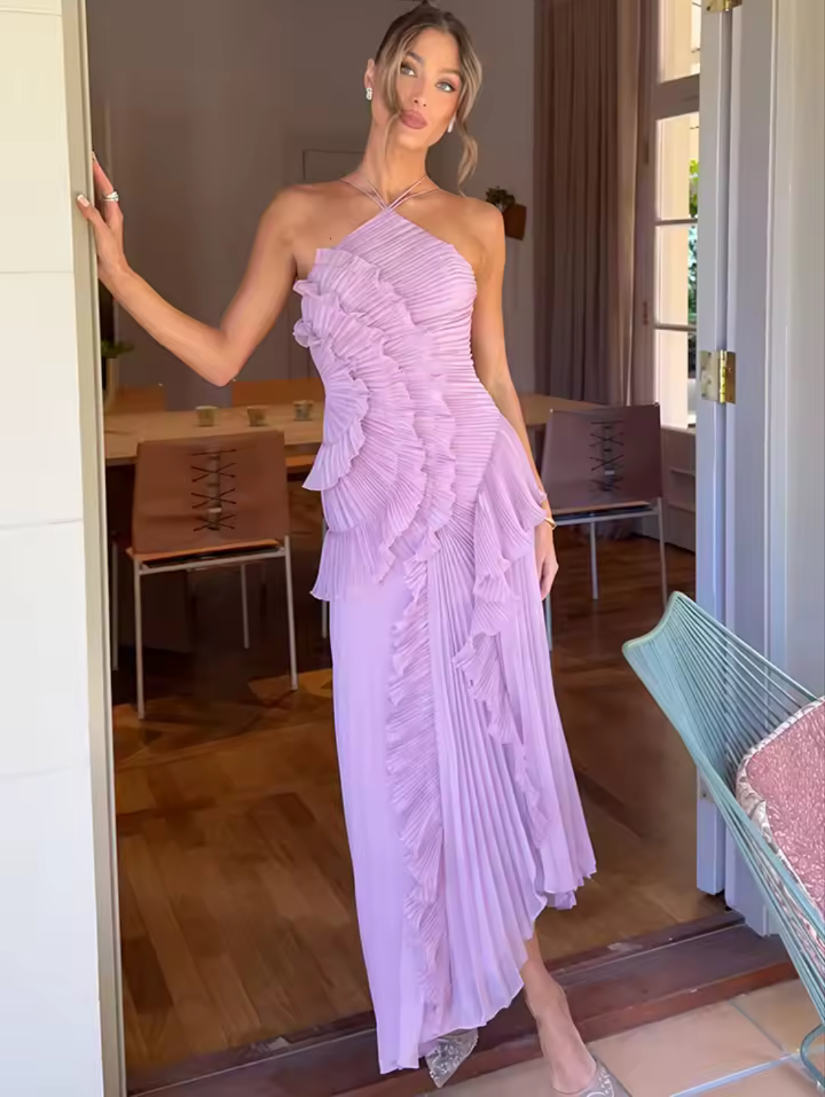 PURPLE FLAIRED DRESS