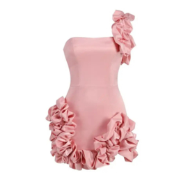 BLUSH RUFFLE DRESS