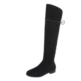 Overknee laarzen in suède look en met veters | Overknee Paardrijlaarzen van leder en suède look met veters, overknee