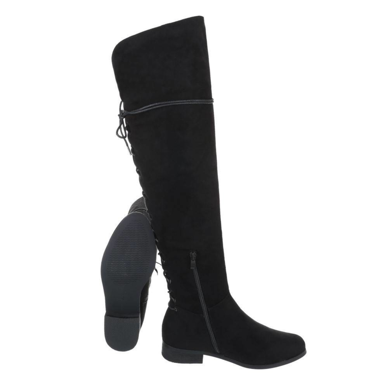 Overknee laarzen in suède look en met veters | Overknee Paardrijlaarzen van leder en suède look met veters, overknee
