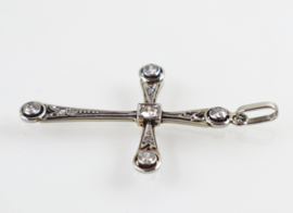 Art Deco hanger kruisje goud, platina, diamant, ca. 1920