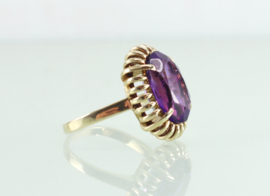 Vintage gouden ring grote amethist