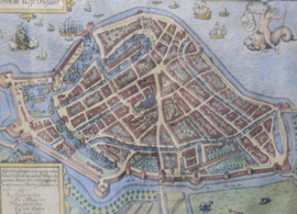 Antieke gravure stadsplattegrond Hoorn 17e eeuw