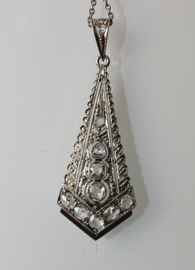 Prachtige witgouden  Art Deco hanger met roosgeslepen diamanten ca. 1910