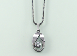 Zilveren hanger bergkristal Sten & Laine Finland jaren ’70 met collier