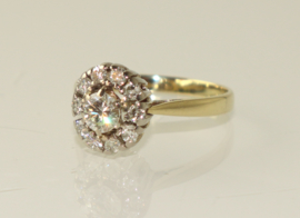 Vintage gouden rozetring met briljant geslepen diamanten