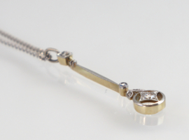 Art Deco gouden hanger diamant aan collier