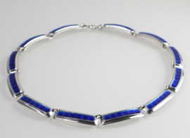 Prachtig collier blauw email Albert Scharning, jaren ‘30