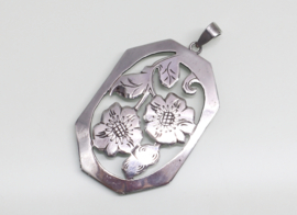 Vintage zilveren hanger bloemen Handarbeit