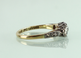 Goud platina Art Deco ring oudslijpsel diamanten
