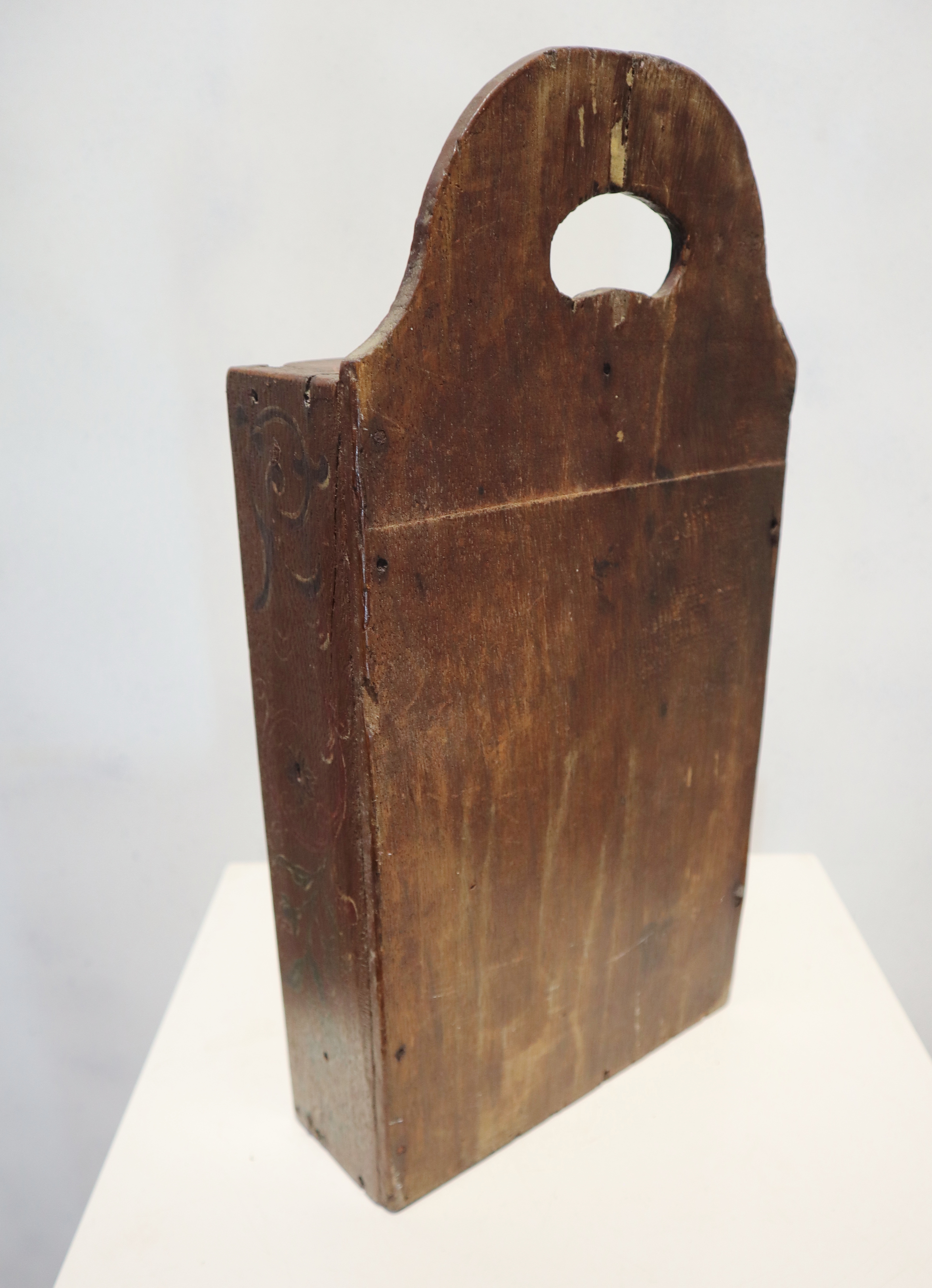 Antieke beschilderde houten schooltas