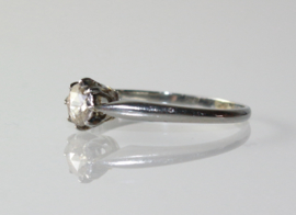 Antieke 18 karaat witgouden solitair ring met roosdiamant