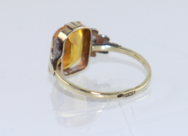 Antieke Art Deco gouden ring met citrien