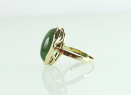 Vintage gouden ring grote ovale jade