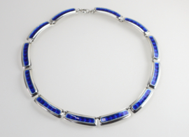 Prachtig collier blauw email Albert Scharning, jaren ‘30