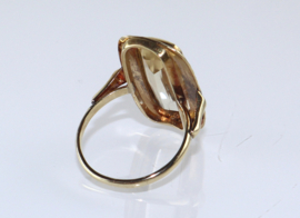 Vintage gouden ring met grote citrien