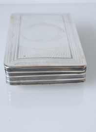 Antieke zilveren tabaksdoos met guilloche decor, 1848