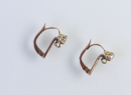 Antieke gouden oorbellen met roosdiamant
