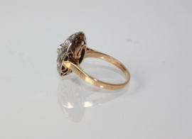 Antieke ring Art Deco 18 karaat goud met roosdiamanten