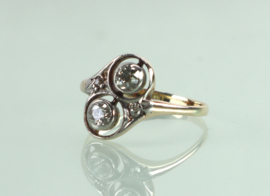 Toi et Moi goud platina ring diamanten Art Deco