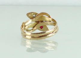 Antieke gouden ring slangen met diamant