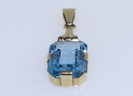 Gouden hanger met aquamarijn of blauwe spinel, jaren '30/'40