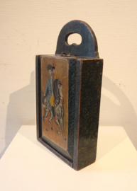 Antieke  beschilderde houten schooltas