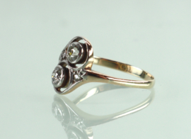 Toi et Moi goud platina ring diamanten Art Deco