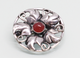 Vintage zilveren broche carneool Joseph Kahn Denemarken