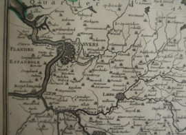 Antieke kaart Brabant en Belgie, 18e eeuw.