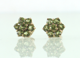 Vintage Engelse gouden oorknoppen bloem peridot