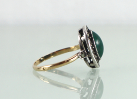 Antieke Franse ring malachiet met markasiet