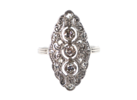 Antieke witgouden Art Deco ring met diamanten