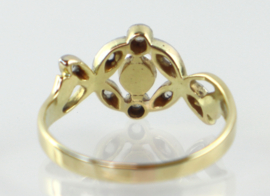 Antieke Art Nouveau ring goud platina diamanten parel