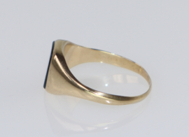 Vintage gouden ring, zegelring, met heliotroop