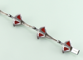 Zilveren armband palmbladeren met carneool