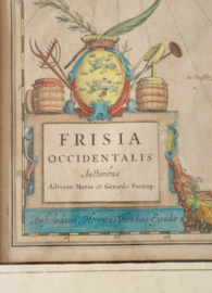 Antieke kaart Friesland Hondius, 17e eeuw